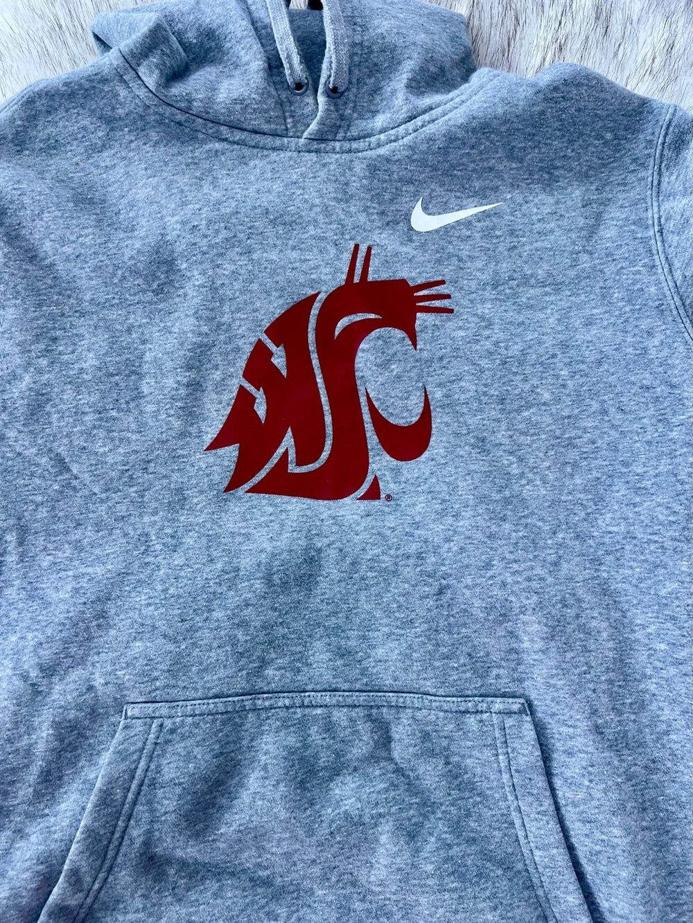 Nike Washington State Cougars Hoodie Men’s Large Gray Crimson WSU Pullover L